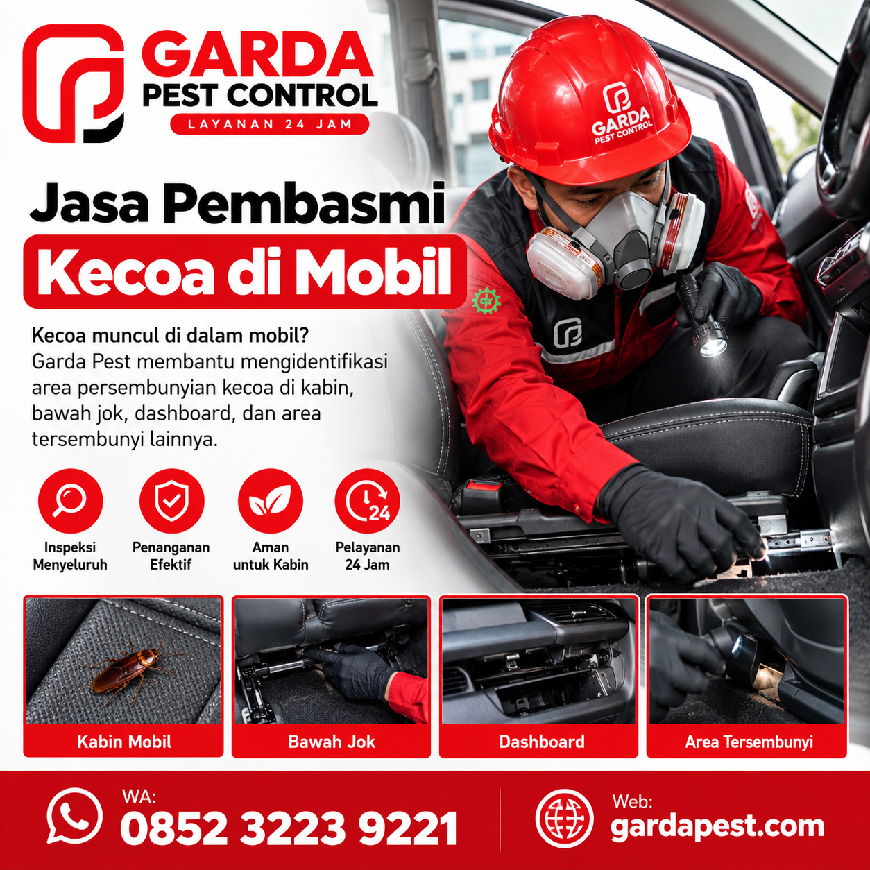 Jasa Pembasmi Kecoa Kecil Kecil di Mobil Area Lombok Mataram